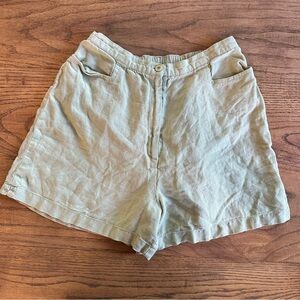 Eileen Fisher 100% Linen Shorts Pale Green Casual Women's Sz Medium Made in USA